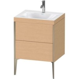 Duravit XViu Table de toilette XV4709OB112C 60x48cm, 2 2000 - out, Match2 trou de coulée, champagne mat, Cadres C, chêne brossé