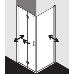 Kermi porte pliante Diga pour paroi latérale DI2SL12018VAK 120x185cm, argent brillant, verre de sécurité trempé transparent, gauche, sur receveur de douche