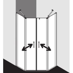 Kermi Pega cabine de douche pentagonale PEF4309018VPK 90x90x185cm, argent brillant, verre de sécurité trempé clair