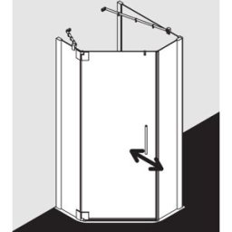 Kermi Pasa XP porte de douche pentagonale battante PXL4309018VAK 90x90x185cm, argent brillant, verre de sécurité trempé, gauche