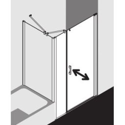 Kermi Pega porte battante 2000 -swing avec panneau fixe PE1OR10318VNK 103x185cm, verre de sécurité trempé brillant argenté SR Arena C, à droite, sur la zone de douche