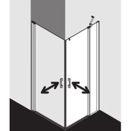 Kermi Pega Kermi -entrée d'angle pour porte battante en 2 Pega . PEEPR07820VYK 78x200cm, verre de sécurité trempé brillant argenté SR Opaco Clean, à droite, sur la zone de douche