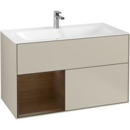 Villeroy und Boch Villeroy et Boch Finion Villeroy et Boch G030GNHH 99,6x59,1cm, éclairage mural, étagère gauche placage noyer, Sand Matt Lacquer