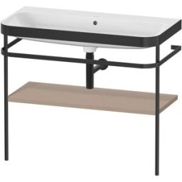 Combinaison lavabo pour meuble Duravit Happy D.2 Plus HP4738N7575 97,5 x 49 cm, sans trou pour robinetterie, lin, avec console en métal