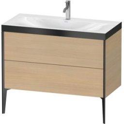 Duravit XViu Table de toilette XV4711OB271P 100x48cm, 2 2000 - out, Match2 trou de coulée, noir mat, Cadres P, le chêne méditerranéen