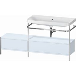 Combinaison lavabo pour meuble Duravit Happy D.2 Plus HP4858N9797 160x49cm, avec console en métal, sans trou pour robinetterie, finition satinée bleu clair