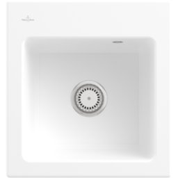 Villeroy und Boch Évier encastrable Villeroy et Boch Subway 45 XS 678101RW avec garniture de vidage , 475 x 510 mm, commande manuelle, blanc pierre CeramicPlus