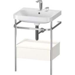 Combinaison lavabo pour meuble Duravit Happy D.2 Plus HP4840E3636 57,5 x 49 cm, 2 trous pour robinetterie, blanc , avec console en métal