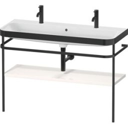 Duravit Happy D.2 Plus combinaison lavabo pour meuble HP4759O22220000 117,5x49cm, avec 1 trou pour robinetterie, console en métal, blanc brillant