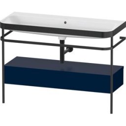 Combinaison lavabo Duravit Happy D.2 Plus HP4744N98980000 117,5x49cm, avec console en métal, sans trou pour robinetterie, finition satinée bleu nuit
