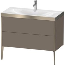 Duravit XViu Table de toilette XV4711OB190P 100x48cm, 2 2000 - out, Match2 trou de coulée, champagne mat, Cadres P, flanelle gris mat de soie