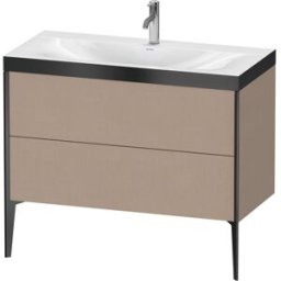 Duravit XViu Table de toilette XV4711OB275P 100x48cm, 2 2000 - out, Match2 trou de coulée, noir mat, Cadres P, lin