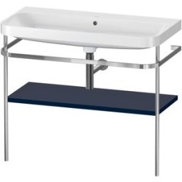 Combinaison lavabo pour meuble Duravit Happy D.2 Plus HP4838N9898 97,5 x 49 cm, sans trou pour robinetterie, finition satinée bleu nuit, avec console en métal