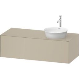 Duravit White Tulip WT4977RH3H3 130 x 55 cm, Taupe Hochglanz , suspendu, 2000 coulissant, 2000 console plate, vasque à droite