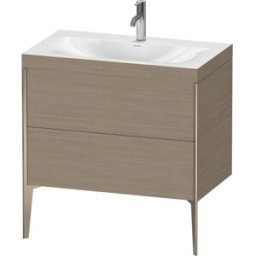 Duravit XViu Table de toilette XV4710OB135C 80x48cm, 2 2000 - out, Match2 trou de coulée, champagne mat, Cadres C, en terre chêne