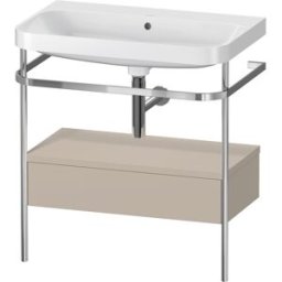 Combinaison lavabo pour meuble Duravit Happy D.2 Plus HP4842N6060 77,5 x 49 cm, sans trou pour robinetterie, finition taupe satinée, avec console en métal