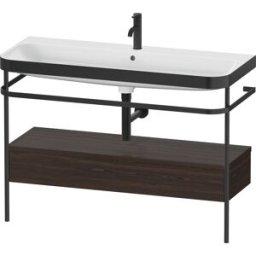 Combinaison lavabo pour meuble Duravit Happy D.2 Plus HP4744O69690000 117,5x49cm, avec console en métal, 1 trou pour robinetterie, noyer brossé