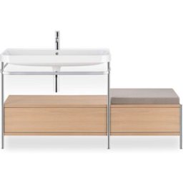 Duravit Happy D.2 Plus combinaison lavabo pour meuble HP4863E7171 160x49cm, avec console en métal, 2 trous pour robinetterie, chêne méditerranéen
