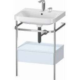Combinaison lavabo pour meuble Duravit Happy D.2 Plus HP4840E9797 57,5 x 49 cm, 2 trous pour robinetterie, finition bleu clair satiné, avec console en métal