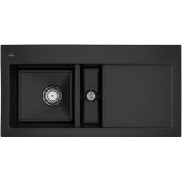 Villeroy und Boch Évier encastrable Villeroy et Boch Subway 60 677001S5 gauche, avec garniture de vidage , commande manuelle, 1000 x 510 mm, ébène CeramicPlus