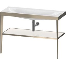 Duravit XViu vasque combinaison XV4717NB185 120 x 48 cm, sans trou pour robinet, blanc haute brillance, avec console en métal, champagne mat