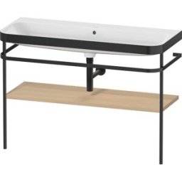 Duravit Happy D.2 Plus combinaison lavabo pour meuble HP4739N71710000 117,5x49cm, avec console en métal, sans trou pour robinet, chêne méditerranéen