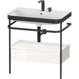 Combinaison lavabo pour meuble Duravit Happy D.2 Plus HP4742E2222 77,5 x 49 cm, 2 trous pour robinetterie, brillant blanc , avec console en métal