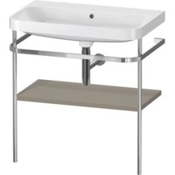 Combinaison lavabo pour meuble Duravit Happy D.2 Plus HP4837N9292 77,5 x 49 cm, sans trou pour robinetterie, finition satinée gris pierre, avec console en métal