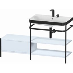 Duravit Happy D.2 Plus combinaison lavabo pour meuble HP4747E9797 140 x 49 cm, 2 trous pour robinetterie, finition bleu clair satiné, avec console en métal