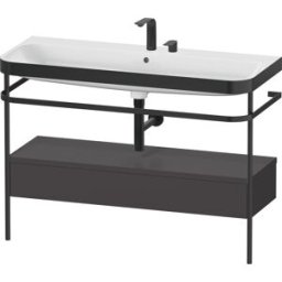 Duravit Happy D.2 Plus combinaison lavabo pour meuble HP4744E80800000 117,5x49cm, avec console en métal, 2 trous pour robinetterie, graphite super mat