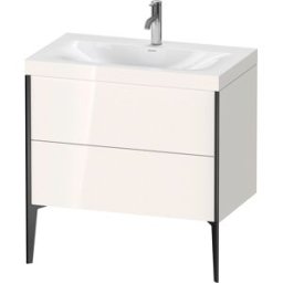 Duravit XViu Table de toilette XV4710OB222C 80x48cm, 2 2000 - out, match3 trou de coulée, noir mat, Cadres C, blanc haute brillance