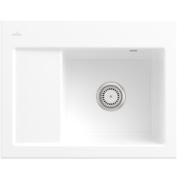 Villeroy und Boch Évier encastrable compact Villeroy et Boch Subway 45 331301R1 à droite, avec garniture de vidage , 650 x 510 mm, commande manuelle, blanc alpin CeramicPlus