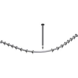 Keuco Tringle de rideau de douche set Plan 14938070900 pour douches 90 x 90 cm, acier inoxydable / noir-gris