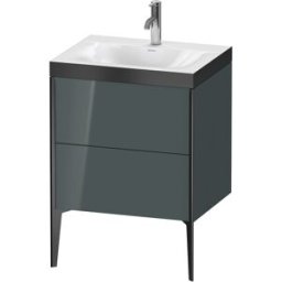 Duravit XViu Table de toilette XV4709OB238P 60x48cm, 2 2000 - out, Match2 trou de coulée, noir mat, Cadres P, Dolomiti gris brillant