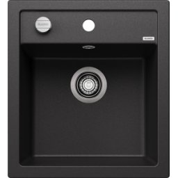 Blanco évier 517156 46,5 x 51 cm, PuraDur anthracite, télécommande de vidange avec commande rotative