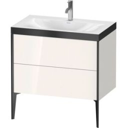Duravit XViu Table de toilette XV4710OB222P 80x48cm, 2 2000 - out, match3 trou de coulée, noir mat, Cadres P, blanc haute brillance