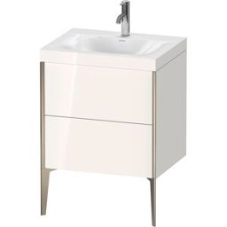 Duravit XViu Table de toilette XV4709OB122C 60x48cm, 2 2000 - out, match3 trou de coulée, champagne mat, Cadres C, blanc haute brillance
