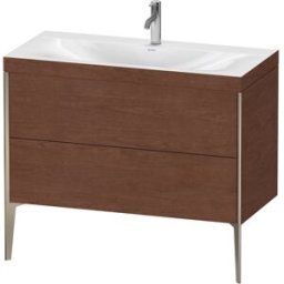 Duravit XViu Table de toilette XV4711OB113C 100x48cm, 2 2000 - out, Match2 trou de coulée, champagne mat, Cadres C, Noyer d' Amérique