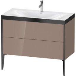 Duravit XViu Table de toilette XV4711OB286P 100x48cm, 2 2000 - out, Match2 trou de coulée, noir mat, Cadres P, à haute brillance cappucino