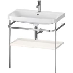 Combinaison lavabo pour meuble Duravit Happy D.2 Plus HP4837O2222 77,5 x 49 cm, 1 trou pour robinet, brillant blanc , avec console en métal