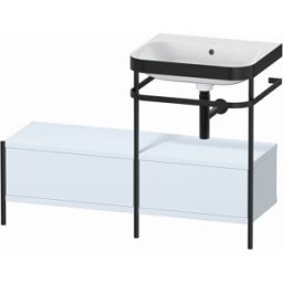 Combinaison lavabo pour meuble Duravit Happy D.2 Plus HP4755N9797 120x49cm, avec console en métal, sans trou pour robinetterie, finition satinée bleu clair