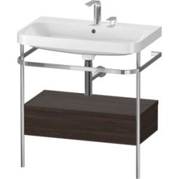 Duravit Happy D.2 Plus combinaison lavabo pour meuble HP4842E6969 77,5 x 49 cm, 2 trous pour robinetterie, noyer brossé, avec console en métal