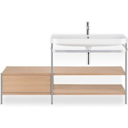 Duravit Happy D.2 Plus combinaison lavabo pour meuble HP4847O7171 140 x 49 cm, 1 trou pour robinetterie, chêne méditerranéen, avec console en métal