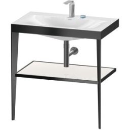 Duravit XViu vasque combinaison XV4715EB285 80 x 48 cm, 2 trous pour robinetterie, blanc haute brillance, avec console en métal, noir mat