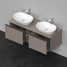 Duravit D-Neo DE4950B4343 140 x 55 cm, Basalte Mat , suspendu, 801 , console 2000 , vasque des deux côtés
