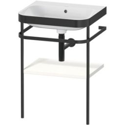 Combinaison lavabo pour meuble Duravit Happy D.2 Plus HP4735N3636 57,5 x 49 cm, sans trou pour robinetterie, blanc , avec console en métal