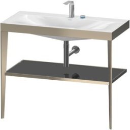 Duravit XViu vasque combinaison XV4716EB140 100 x 48 cm, 2 trous pour robinetterie, noir brillant, avec console en métal, champagne mat