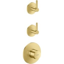 Module thermostatique hansgrohe AXOR One 48722950, installation encastrée, 2 sorties, avec poignée à levier, laiton brossé