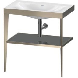 Duravit XViu vasque combinaison XV4715NB189 80 x 48 cm, sans trou pour robinet, gris flanelle brillant, avec console en métal, champagne mat