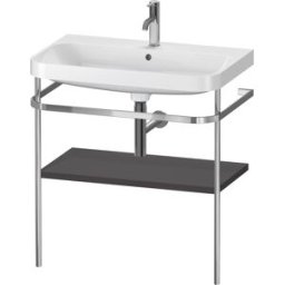 Duravit Happy D.2 Plus combinaison lavabo pour meuble HP4837O8080 77,5 x 49 cm, 1 trou pour robinetterie, graphite super mat, avec console en métal